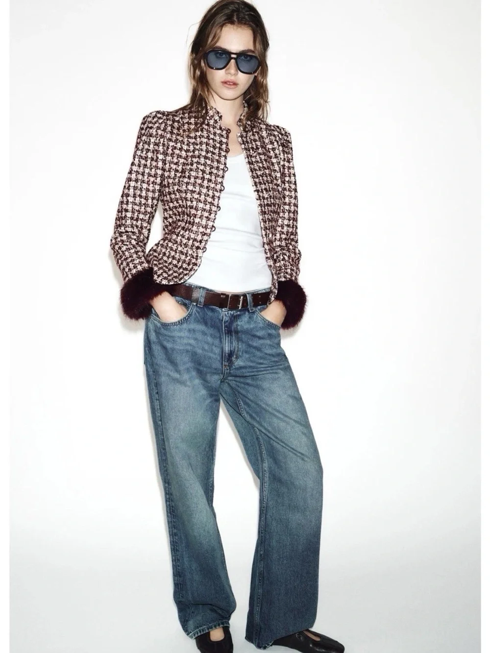 ZARA FAUX FUR STRUCTURE BLAZER
